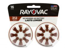Rayovac 312-16 (16PK) Size 312 180mAh 1.45V Zinc Air Brown Hearing Aid Batteries - 16 Piece Retail Card
