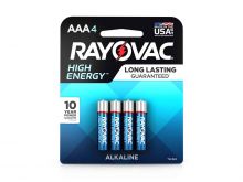 Rayovac High Energy 824-4K AAA 1.5V Alkaline Button Top Batteries - 4pc Retail Card