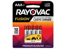 Rayovac Fusion 824-4T AAA 1.5V Alkaline Button Top Batteries - 4 Piece Retail Card