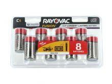 Rayovac Fusion 814-8CT C-cell 1.5V Alkaline Button Top Batteries - 8 Piece Retail Card