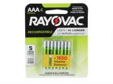 Rayovac Rechargeable LD724-4OPA AAA 600mAh 1.2V Nickel Metal Hydride (NiMH) Button Top Batteries - 4 Piece Retail Card
