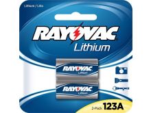 Rayovac Specialty CR123A 1400mAh 3V Lithium Primary (LiMNO2) Photo Batteries - 2 Piece Retail Card (RL123A-2G)