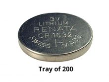 Renata CR1632 3V Coin Cell Batteries Lithium (Li-MnO2) - Tray of 200