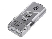 RovyVon Angel Eyes E4 Hybrid Keychain USB-C Rechargeable LED Flashlight - 500 Lumens - Luminus SST-20 - Warm White - Uses Built-in Li-Poly Battery Pack or 1 x AAA - Titanium
