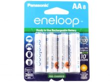Panasonic Eneloop BK-3MCCA-8BA AA 2000mAh 1.2V Low Self Discharge Nickel Metal Hydride (NiMH) Button Top Batteries - 8 Pack Retail Card