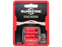 SureFire SF2-CB SF123A CR123A 1550mAh 3V Lithium Primary (LiMNO2) Button Top Batteries - 2 Pack Retail Card