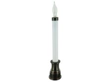Sillites - 9in Tall Candle w/ white PVC Sleeve and Candle Cap and 75 Watt Clear Lamp - Antique Bronze