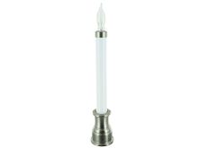Sillites - 9in Tall Candle w/ white PVC Sleeve and Candle Cap and 75 Watt Clear Lamp - Brushed Nickel