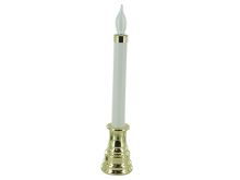 Sillites - 9in Tall Candle w/ white PVC Sleeve and Candle Cap and 75 Watt Clear Lamp - Polished Brass