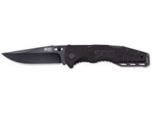 SOG Salute Folding Knife - 3.625-inch Straight Edge, Clip Point - Hardcased Black Finish