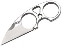 SOG Snarl Fixed Blade Knife - 2.3-inch Straight Edge, Sheep's Foot - Satin Finish - Silver Handle - Hard Nylon Sheath - Clam Pack (JB01K-CP)