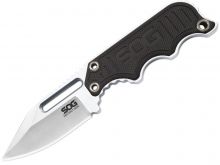 SOG Instinct Mini Fixed Blade Knife - 1.9-inch Straight Edge, Clip Point - Satin Polished - Black G10 Handle - Hard Nylon Sheath - Clam Pack