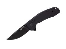 SOG SOG-TAC XR Folding Knife - 3.4 Inch Clip Point Blade - Blackout - Peg Box