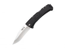 SOG Traction Folding Knife - 3.5-inch Straight Edge, Clip Point - Satin Finish - Black Handle - Clam Pack (TD1011-CP)
