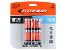 Titanium Innovations CR123A (12PK) 1600mAh 3V 3A Lithium Primary (LiMN02) Button Top Photo Batteries, 2 Pack Rapid Reload Shrink - 12-Pack Retail Card