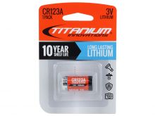Titanium Innovations CR123A 1600mAh 3V 3A Lithium Primary (LiMNO2) Button Top Photo Battery - 1 Piece Retail Card