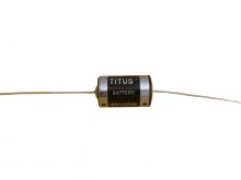 Titus ER14250M-AX 1/2 AA 750mAh 3.6V Lithium Thionyl Chloride (LiSOCI2) Spiral Wound Button Top Battery with Axial Leads - Bulk