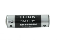 Titus ER14505M AA 1800mAh 3.6V Lithium Thionyl Chloride (LiSOCI2) Spiral Wound Button Top Battery - Bulk