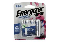 Energizer Ultimate L91 BP-8 AA 3000mAh 1.5V High Energy 5A Lithium (LiFeS2) Button Top Batteries - 8 Pack Retail Card