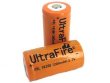 UltraFire XSL 18350 1200mAh 3.7V Unprotected Lithium Ion (Li-ion) Button Top Battery - Bulk