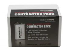UltraLife U9VL-J-P-10CP 9V 1200mAh Lithium (LiMnO2) Batteries - Snap Connectors - 10-Battery Contractor Pack