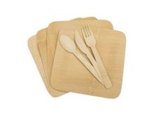 Ultimate Survival Technologies Bamboo Dinner Set with Utensils - 12 Piece Set