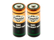 Vinnic ER1NMSG N 1.5V 400mAh Extra Heavy Duty Button Top Batteries - 2pc Shrink Wrap