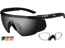 Wiley X Saber Advanced Changeable Sunglasses with High Velocity Protection - Matte Black Frame with Smoke Grey - Light Rust - Vermillion Lens Kit with Rx Insert (309RX)